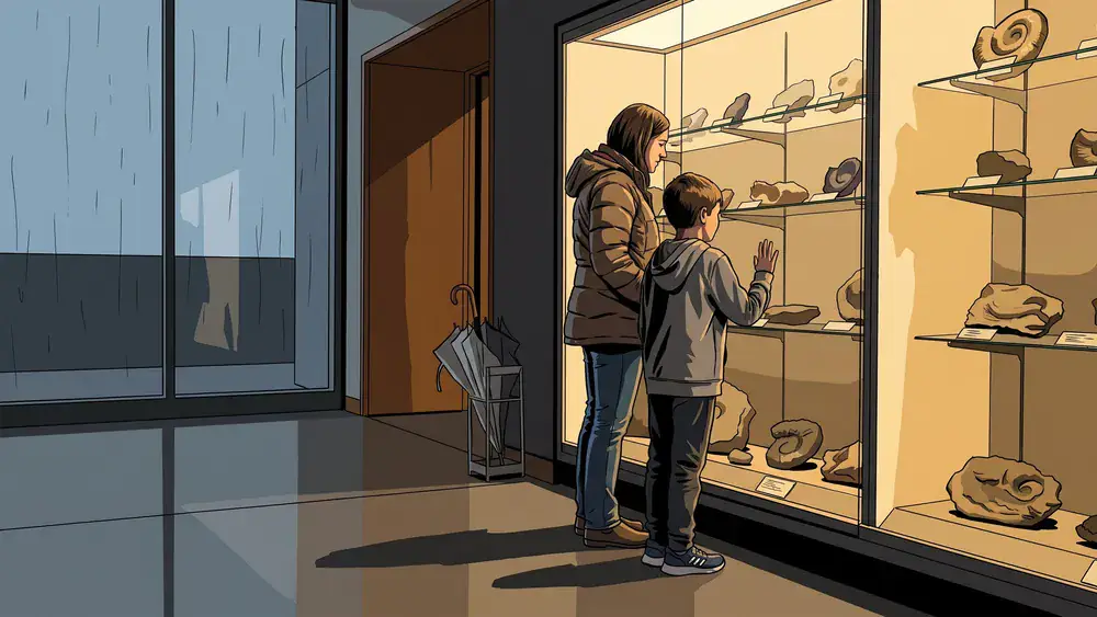 Naturhistorisches Museum in Braunschweig – zwei Personen bestaunen Exponate in einer hellen Ausstellungshalle