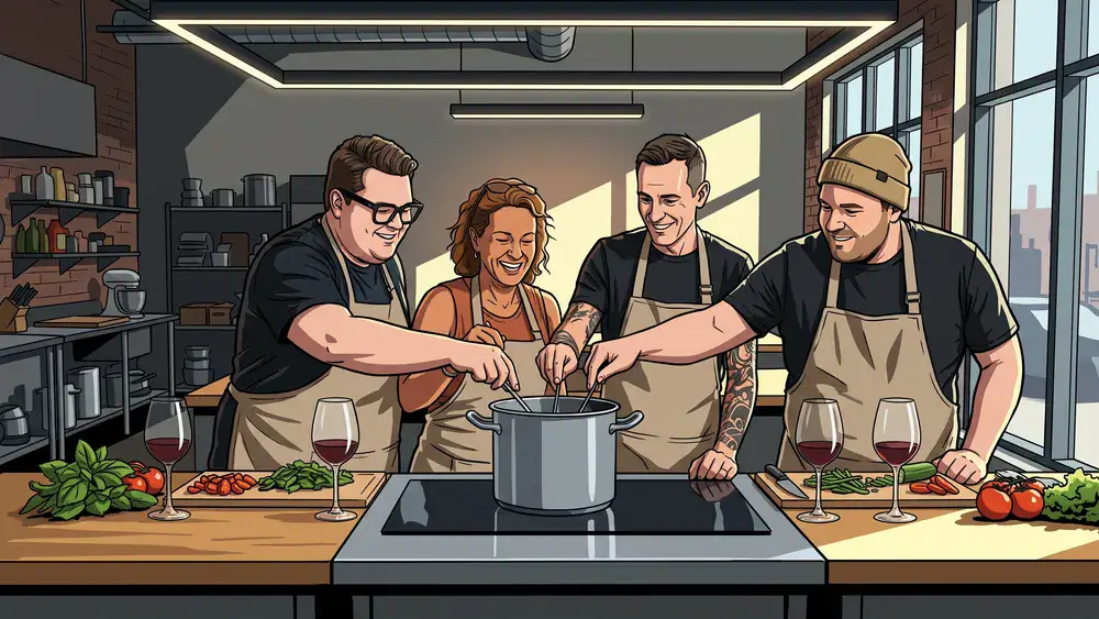 Teamevent in Dortmund - Kolleginnen und Kollegen kochen gemeinsam ein Menü