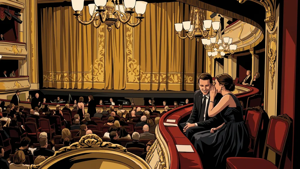 Opernhaus Zürich – Paar im Rang kurz vor Vorstellungsbeginn