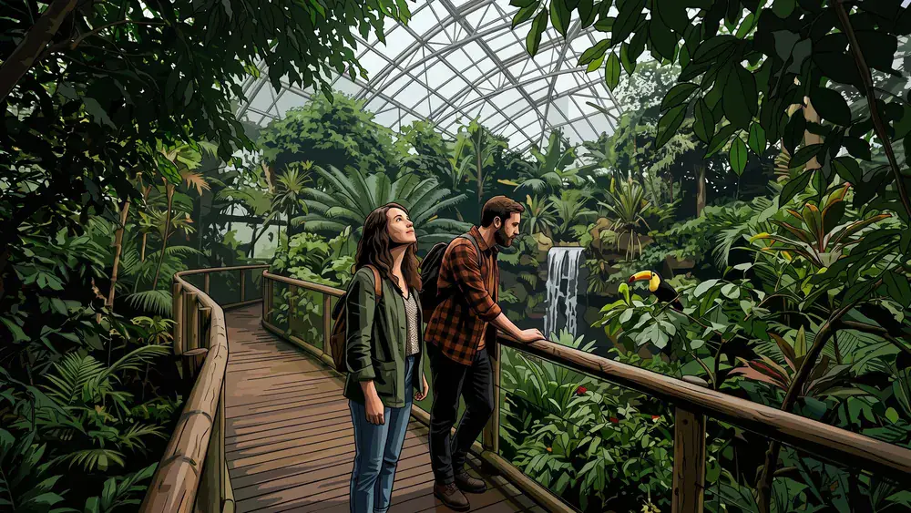 Zoo Zürich – Paar auf dem Steg in der Masoala-Regenwaldhalle