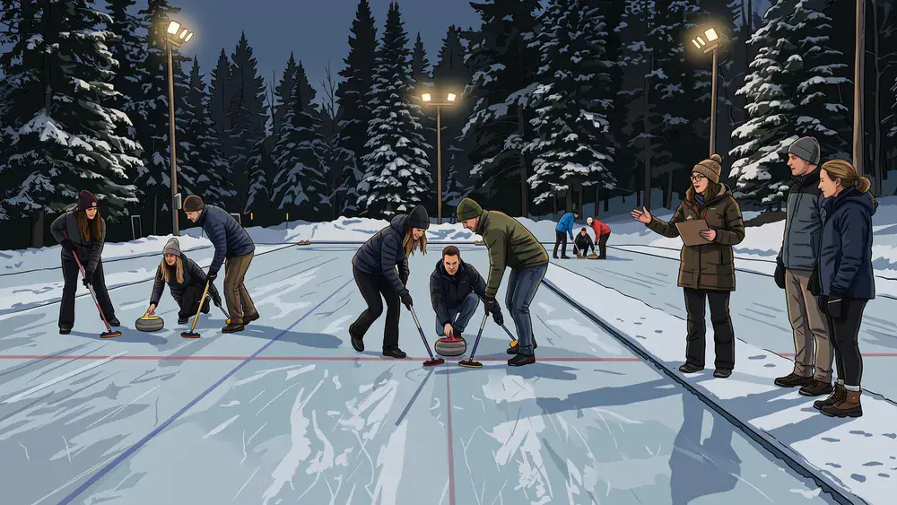 Curling als Firmenanlass in Zürich – drei Bahnen gleichzeitig im Einsatz